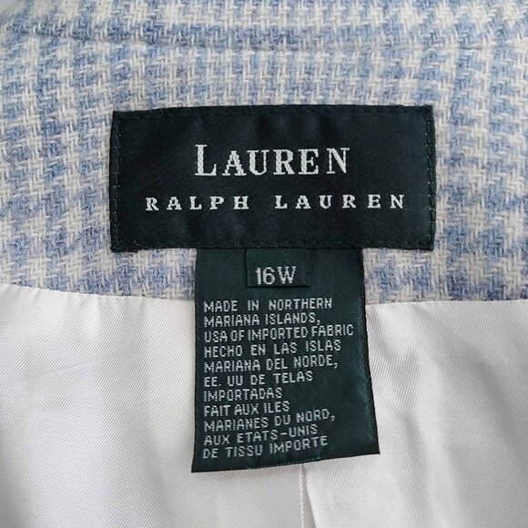 RALPH LAUREN ~ Plus Size Vintage Blue Plaid Blazer – 16W Excellent - Picture 3 of 13